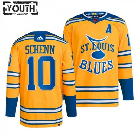 Barn Ishockey St. Louis Blues tröja Brayden Schenn 10 Adidas 2022-23 Gul Reverse Retro 2.0 Authentic